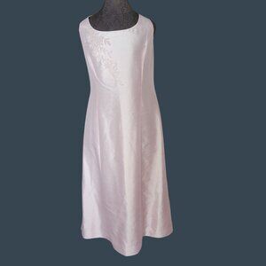 Talbots Womens Pink Sleeveless Embroidered Evening Dress Size 14